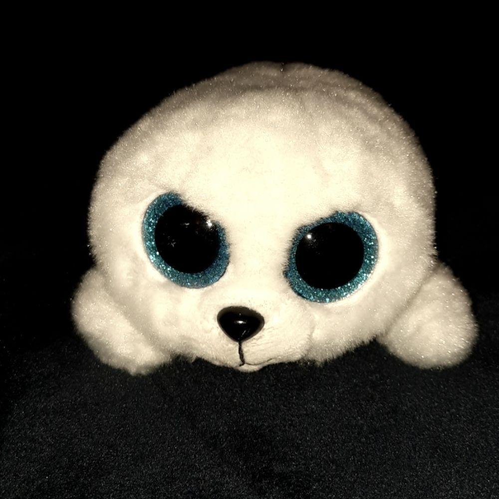 TY 6" Big Glitter Eyes ICY White Seal